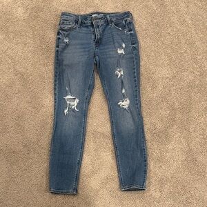 Old Navy Women's Medium Blue Distressed Skinny Jeans